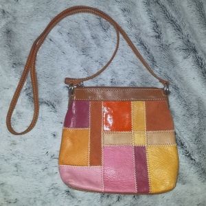 Fossil Genuine Leather Patchwork Crossbody Bag